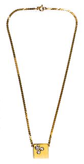 UnoAErre 14k Yellow Gold Necklace and 18k Yellow Gold Diamond Pendant