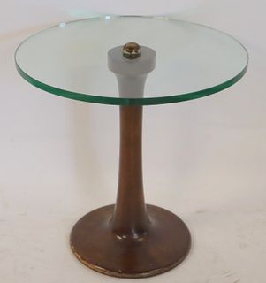 Art Deco Glass Top Pedestal Table .