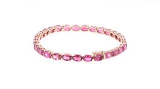 Pink Tourmaline & 14k Rose Gold Tennis Bracelet