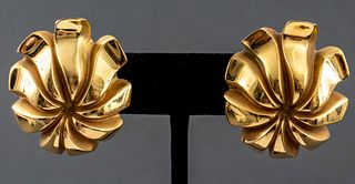 Tiffany & Co 18K Yellow Gold Floriform Earrings