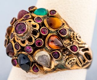 Antique Persian 14K Colored Stone Cluster Ring