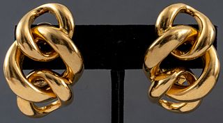 Vintage Italian 18K Yellow Gold Link Earrings