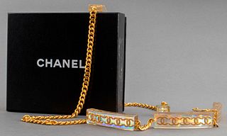 Chanel Adjustable Gold-Tone Link And Lucite Belt
