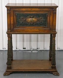 Renaissance Revival Carved Oak Cabinet On Stand