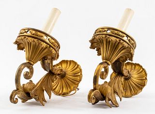 Rococo Style Gilt Bronze Sconces, Pair