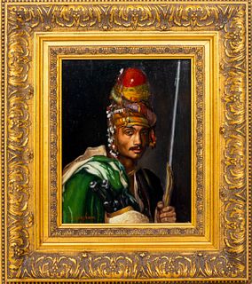 N. Henry Bingham Orientalist Portrait of a Man Oil