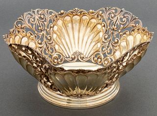 Italian Silver Shell & Scroll Pierced Bowl