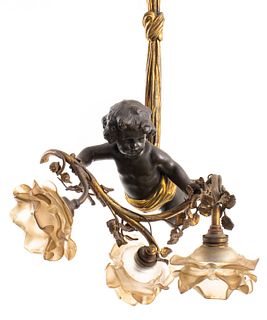 Louis XV Style Gilt Bronze Figural Chandelier