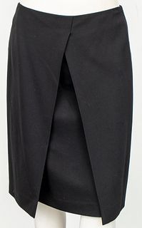 Hermes Paris Black Wool Skirt, Size 40