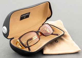 Chanel Faux-Tortoise And Gold-Tone Sunglasses