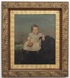 American School "Portrait of Child" Oil on Canvas