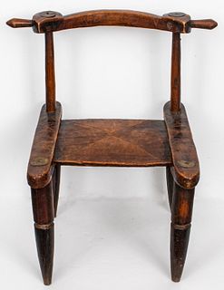 West African Senufo Wood And Metal Low Chair