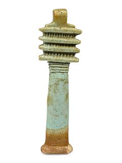 An Egyptian Faience Djed Pillar
Height 3 3/4 inches.