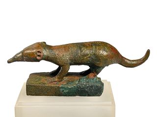 An Egyptian Bronze Ichneumon
Height 1 3/4 inches.