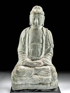 Chinese Tang Dynasty Stone Buddha Shakyamuni Statue