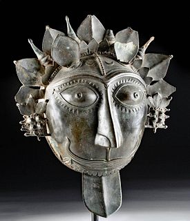 18th C. Indian Leaded Bronze Bhuta Mask of Jumadi