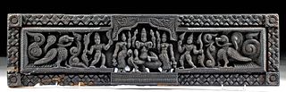 19th C. Indian Wood Relief Panel of Vishnu
