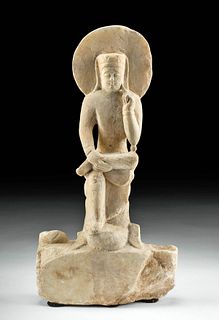 Chinese Wei Dynasty Alabaster Seated Buddha