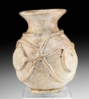 Sasanian / Islamic Glass Jar w/ Applied Trails