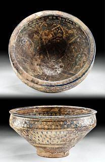 14th C. Il-Khanid Sultanabad Ware Bowl, Ex-Museum
