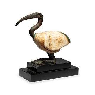 An Egyptian Bronze and Alabaster Ibis
Height 3 1/2 inches.