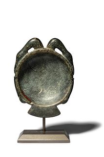 An Egyptian Stone Bowl or Palette in the Shape of a Double Duck
Height 5 3/4 inches. 