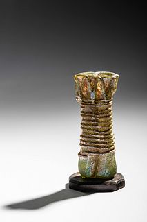 A Roman Glass Double Unguentarium with Iridescence  
Height 4 1/2 inches. 
