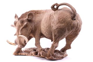 South African Leadwood Warthog Carving by L. Nkala