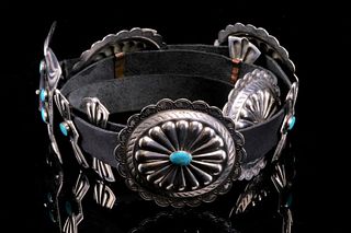 Navajo 3rd Phase Blue Gem Turquoise Concho Belt