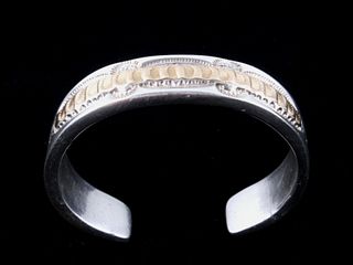 Navajo 14K Gold & Sterling Silver Tooled Bracelet