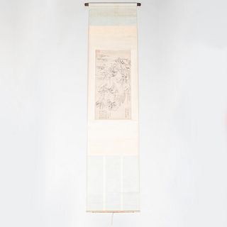 Chinese Scroll with Mountains and Colophon
