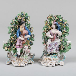 Pair of English Porcelain Bocage Groups of Musicians