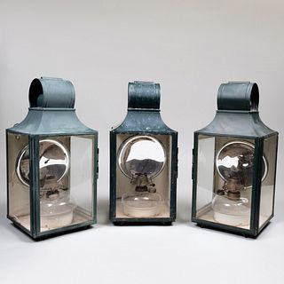 Three Large TÃ´le Carriage House Sconces, Designed for Brookbound Manner