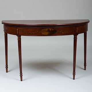 George III Painted D-Shaped Fold Over Games Table