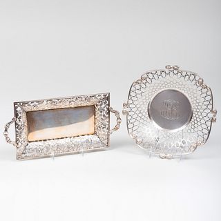 American Silver Basket and a Small Continental Silver Tray