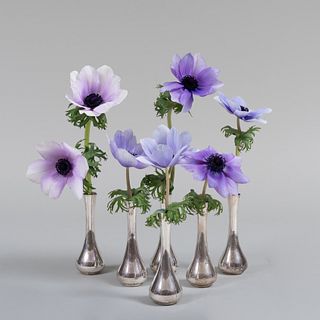Set of Six Tiffany & Co. Silver Bud Vases and Another American Silver Bud Vase