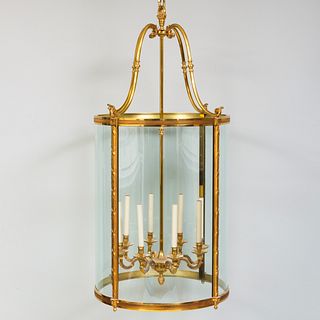 Large Brass Eight-Light Hall Lantern