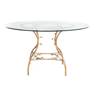 Round Contemporary Gilt Metal Dining Table