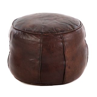 Contemporary Small Round Leather Footrest
