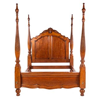French Cottage Chestnut Queen-Size Poster Bed