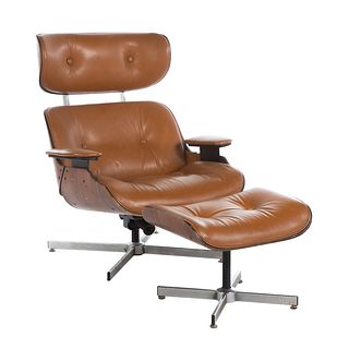Eames Style Leather Chair & Ottoman