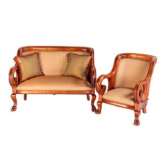 Classical Style Stained Wood Parlor Suite