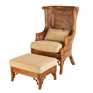 Excursions Rattan & Cane Seat Chair & Ottoman