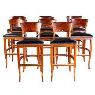 Eight Harris Marcus Biedermeier Style Barstools
