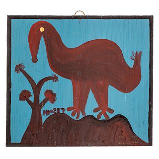 Mose Tolliver. Dinosaur, oil on wood