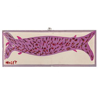 Mose Tolliver. Pink Fish, oil on wood