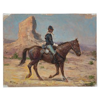 Nathaniel K. Gibbs. Union Soldier Rides, oil