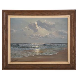 Leonard C. Lane. Sunlit Seascape, oil on canvas