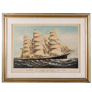 Currier & Ives. "Clipper Ship, Three Brothers"