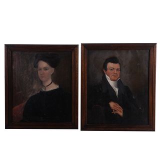 Ford. Mr. and Mrs. Tidball, pair of oils on canvas